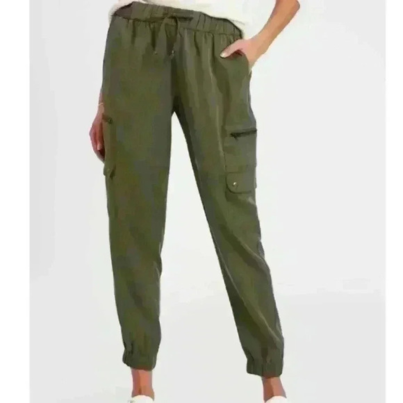 Banana Republic Factory Tencel Soft Cargo Pant Joggers | Steel Green Small - Picture 1 of 10